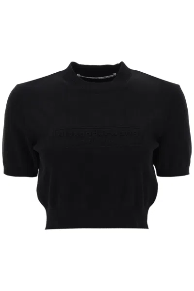 ALEXANDER WANG CROPPED CREW NECK SWEATER