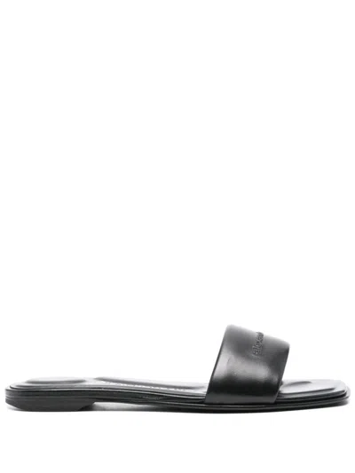 Alexander Wang Embossed-logo Slides In Black