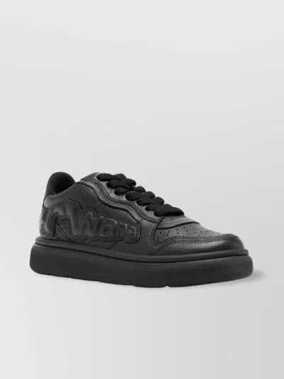 Alexander Wang Embossed Logo Sneaker Perforated Toe In Black