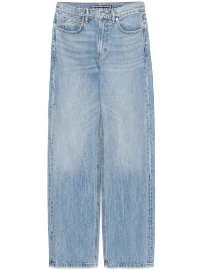 Alexander Wang Embossed-logo Straight-leg Jeans In Blue