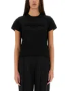 Alexander Wang Distressed Logo Shrunken Tee In Cotton Jersey In Black