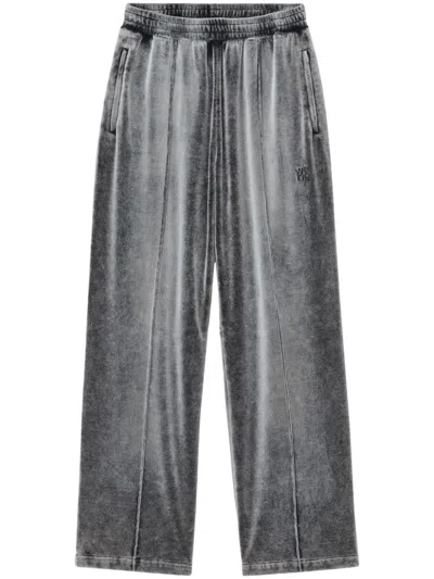 Alexander Wang Embossed-logo Track Pants Washed Feather In Gray