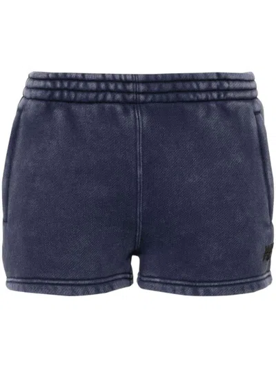 Alexander Wang Embossed-logo Track Shorts In Blue