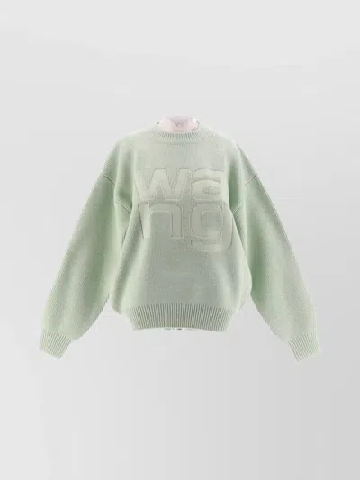 Alexander Wang Debossed Stacked Logo Unisex Pullover In 339 Pale Mint