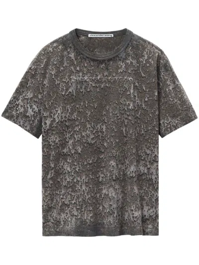 Pre-owned Alexander Wang Embossed Logo With Splatter Wash Tee Shirt Stee Shirtl Grey In Steel Grey