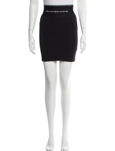 Pre-owned Alexander Wang Embroidered Accent Mini Skirt In Black