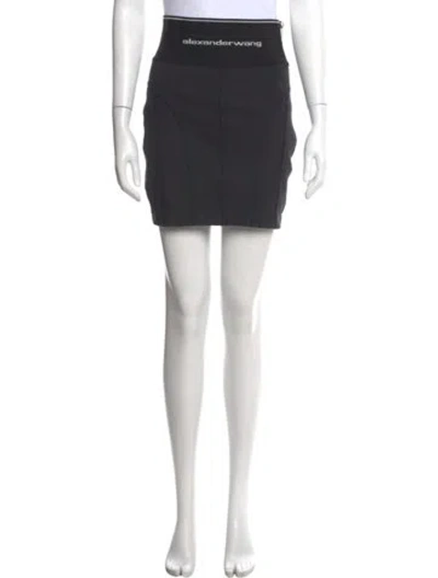 Pre-owned Alexander Wang Embroidered Accent Mini Skirt In Black