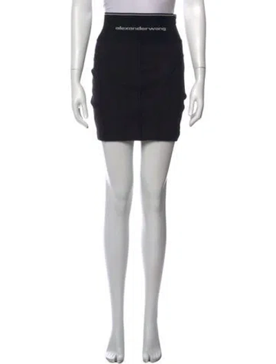 Pre-owned Alexander Wang Embroidered Accent Mini Skirt In Black