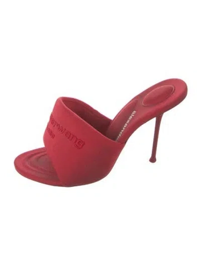 Pre-owned Alexander Wang Embroidered Accent Slides In Red