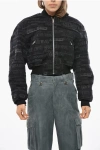 Alexander Wang Embroidered Denim Cropped Fit Bomber Jacket