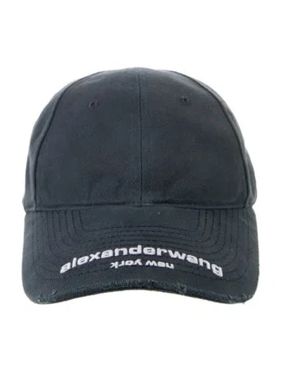 Pre-owned Alexander Wang Embroidered Distressed Baseball Cap In Blue