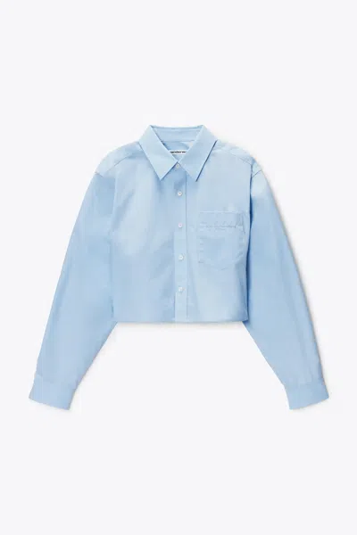 Alexander Wang Embroidered Logo Cropped Shirt Oxford Blue