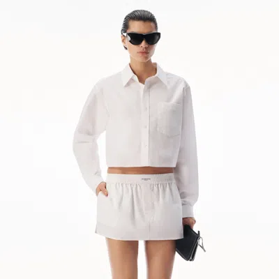 Alexander Wang Embroidered Logo Cropped Shirt In White