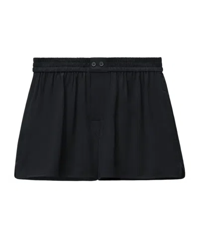 Alexander Wang Embroidered-logo Silk Shorts In Black