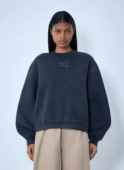 Alexander Wang Embroidered Logo Sweatshirt In Blue