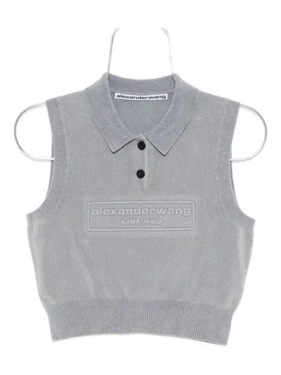 Alexander Wang Embroidered-logo Vest In Gray