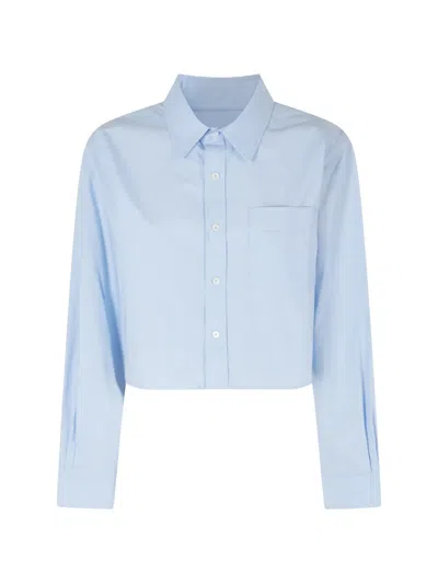 Alexander Wang Embroidered-logo Crop Shirt In Blue