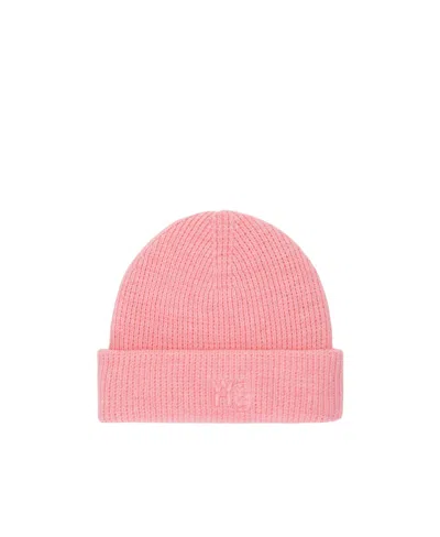 Alexander Wang Logo Beanie In Compact Deboss In Prism Pink