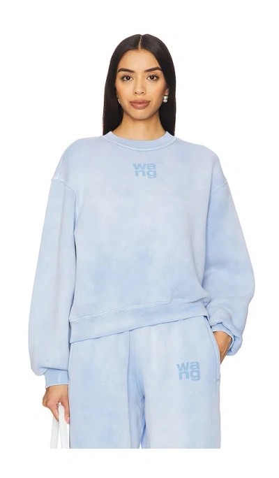 Alexander Wang Essential Crew Sweatshirt With Puff Paint Logo In Baby Blue