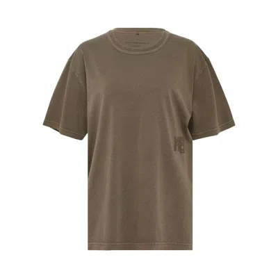 Pre-owned Alexander Wang Essential Jersey Puff Logo Short-sleeve Tee 'washed Walnut' | Brown | Women's Size M