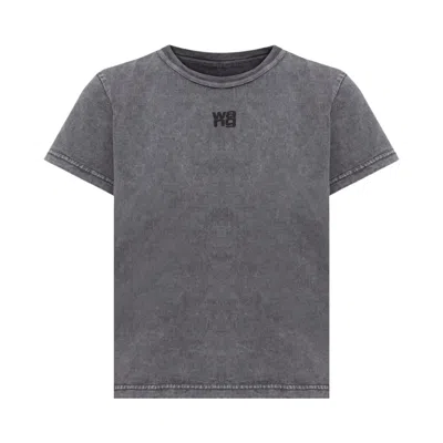 Pre-owned Alexander Wang Essential Jersey Puff Logo Shrunk Tee 'washed Granite' | Grey | Women's Size Xs In Gray