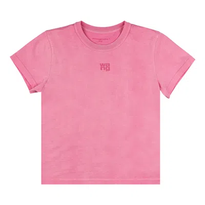 Pre-owned Alexander Wang Essential Jersey Puff Logo Shrunk Tee 'washed Lotus' | Pink | Women's Size M