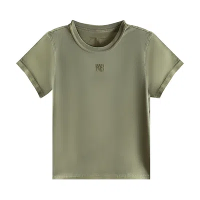 Pre-owned Alexander Wang Essential Jersey Puff Logo Shrunk Tee 'washed Walnut' | Brown | Women's Size Xs