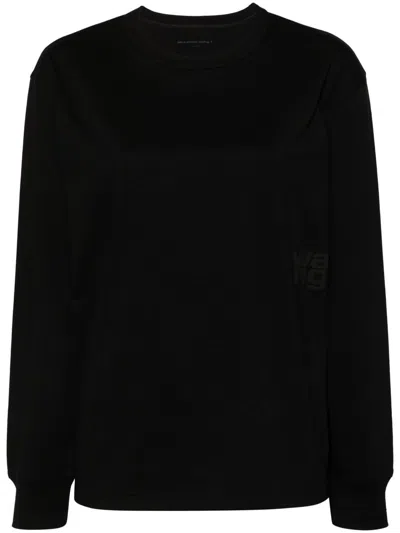 ALEXANDER WANG ALEXANDER WANG ESSENTIAL JSY LS T-SHIRT W/ PUFF LOGO & BOUND NECK CLOTHING