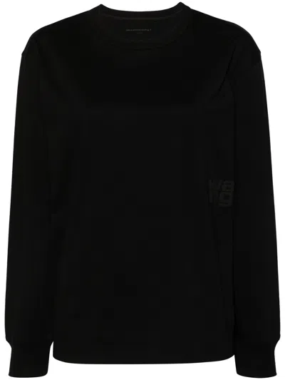 ALEXANDER WANG ALEXANDER WANG ESSENTIAL JSY LS TEE W/ PUFF LOGO & BOUND NECK