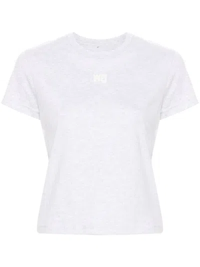 Alexander Wang Essential Jsy Shrunk T-shirt W/puff Logo & Bound Neck Clothing In Grey