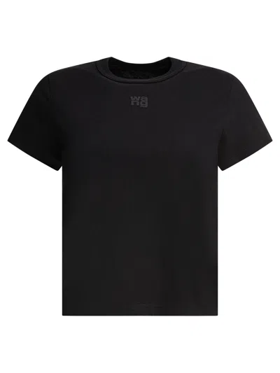 Alexander Wang Puff Logo Cotton Jersey Shrunken T-shirt In Black