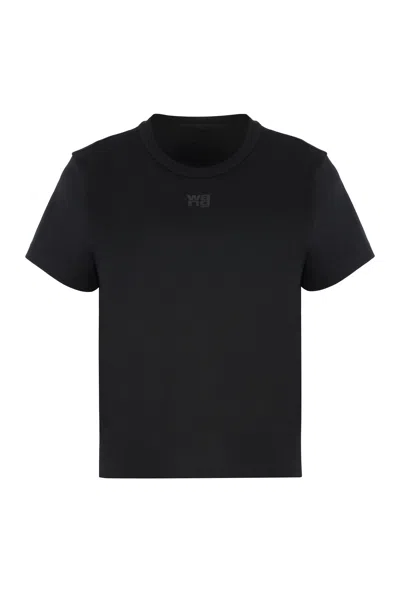 Alexander Wang Essential Jsy Shrunken Tee W/puff Logo In Black