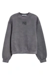 Alexander Wang Essential Logo Cotton Blend Sweatshirt In Washed Asphalt