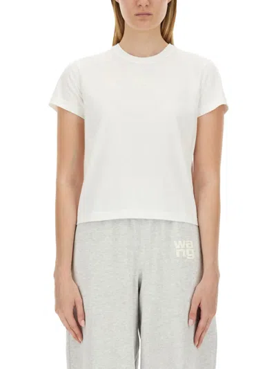 Alexander Wang Essential Shrunk Cropped Minimalist T-shirt In White
