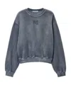 Alexander Wang Puff Logo Sweatshirt In Structured Terry In Gray