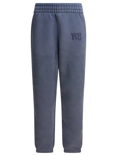 Alexander Wang Essential Terry Classic Sweatpant Puff Paint Logo Trousers Blue
