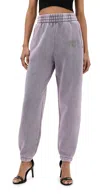 Alexander Wang Puff Logo Structured Terry Sweatpants In Acid Pink Lavender