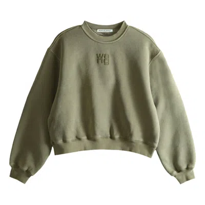 Pre-owned Alexander Wang Essential Terry Crew Puff Paint Logo Sweatshirt 'washed Walnut' | Brown | Women's Siz