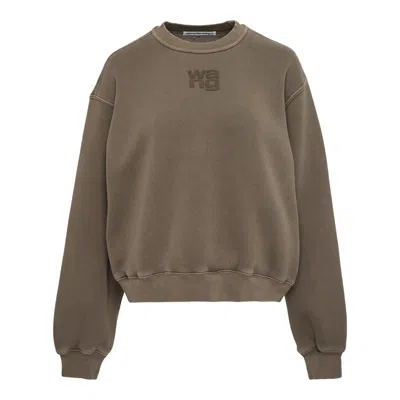 Alexander Wang Essential Terry Crew Sweatshirt In Brown