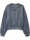 Alexander Wang Puff Logo Sweatshirt In Structured Terry In 029c Washed Asphalt