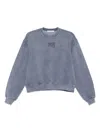 Alexander Wang Omens Crewneck Logo-embroidered Cotton-blend Sweatshirt Washed Blue Ink In Blue