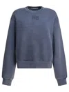 Alexander Wang Logo Embroidered Faded Sweatshirt In Blue