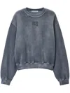 Alexander Wang Puff Logo Sweatshirt In Structured Terry In 029c Washed Asphalt