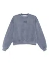 Alexander Wang Omens Crewneck Logo-embroidered Cotton-blend Sweatshirt Washed Blue Ink In Blue