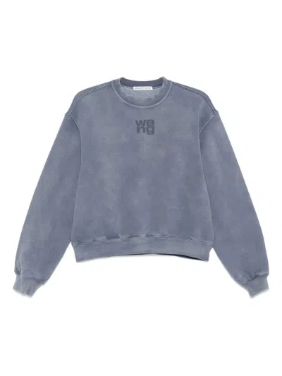 ALEXANDER WANG ALEXANDER WANG ESSENTIAL TERRY CREW SWEATSHIRT W/ PUFF PAINT LOGO CLOTHING