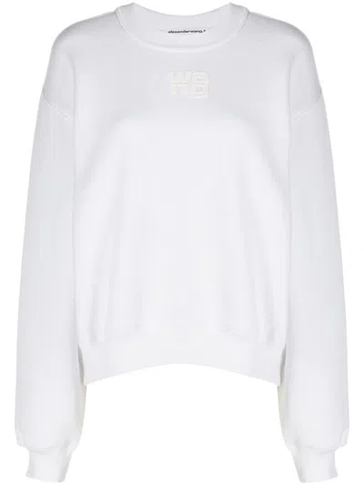 Alexander Wang Essential Terry Crew Sweatshirt With Puff Paint Logo In White