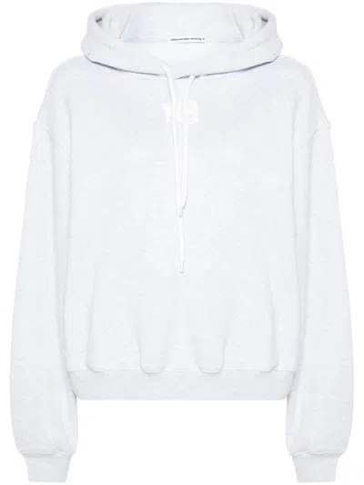 Alexander Wang Essential Terry Hoodie With Puff Paint Logo Clothing In Grey