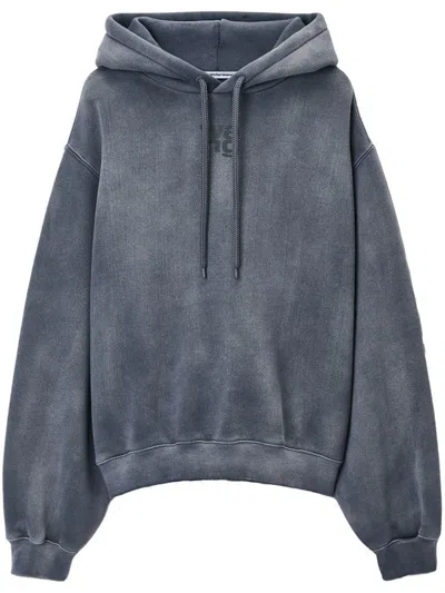 Alexander Wang Essential Terry Hoodie With Puff Paint Logo In 029c Washed Asphalt