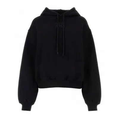 Alexander Wang Essential Terry Hoodie W/puff Paint Logo In Black