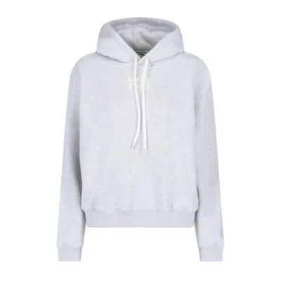 Alexander Wang Essential Terry Hoodie W/puff Paint Logo In Gray